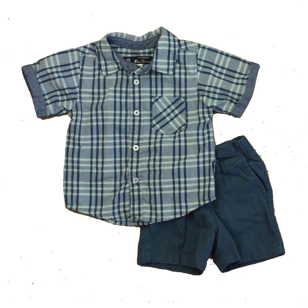 Ben Sherman Boys Blue Plaid Apparel Sets size: 12 Months